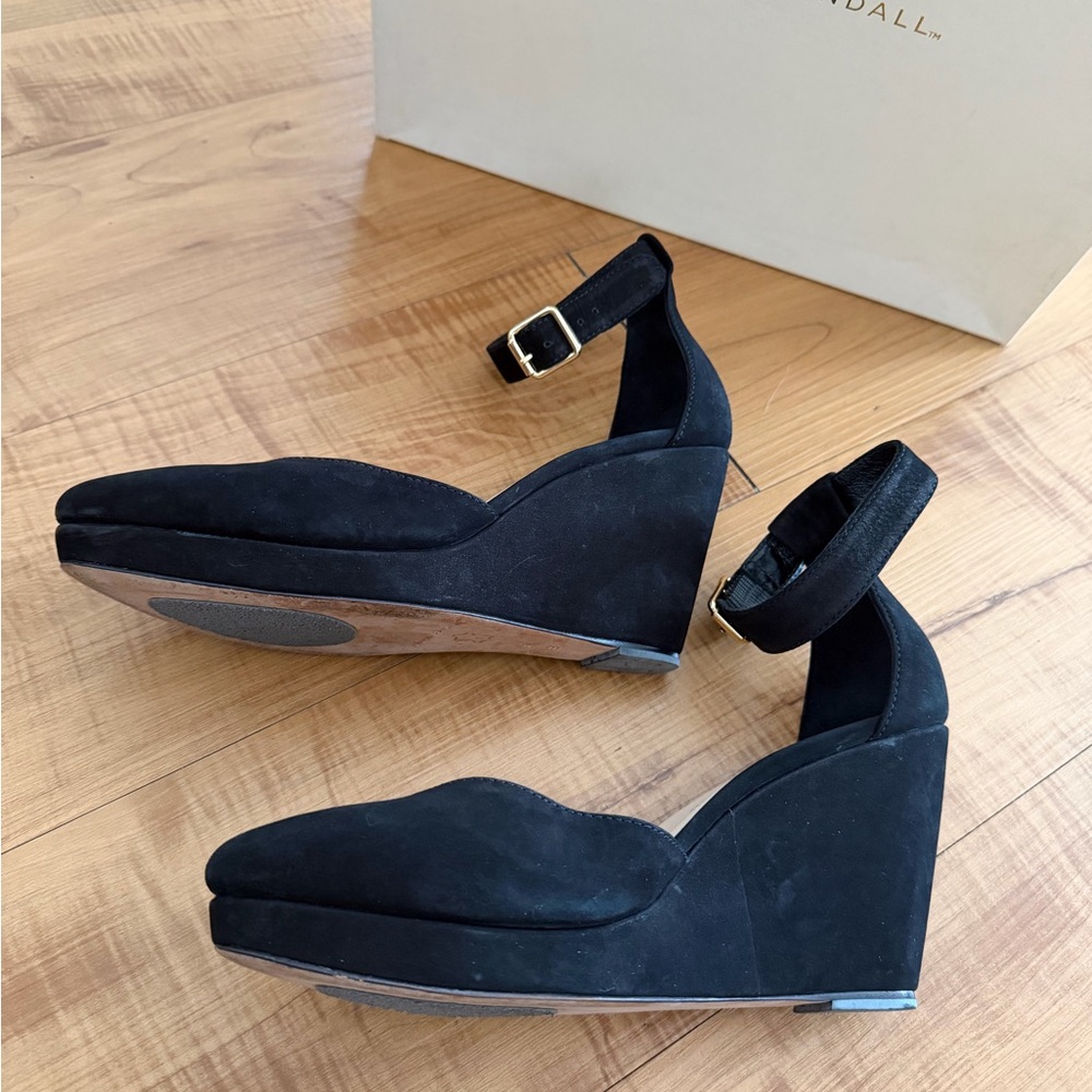 Loeffler Randall Jules Black Suede Ankle Strap Wedge Pumps - Women - Picture 3 of 10